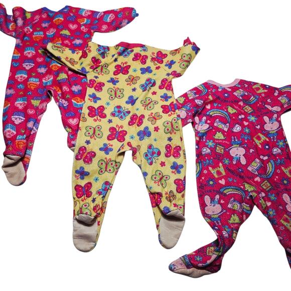 Vintage Gerber Infant Baby Sleeper Footie Pajamas Size 12 Months Girls -Lot Of 3 - Picture 2 of 6